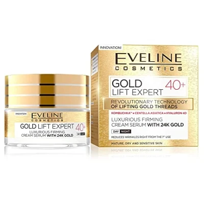 Obrázek Eveline Cosmetics Gold Lift Expert Zpevňující sérový krém 24K Terapie pro 40+ Anti Aging, lifting a rozjasňující ošetření obličeje 50 ml