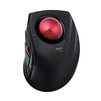 Obrázek ELECOM DEFT PRO Trackball Maus, kabelgebunden, kabellos, Bluetooth 3 Typen Verbindung, ergonomisches Design, 8 Tasten Funktion, roter Ball, Windows11, MacOS (M DPT1MRXBK)