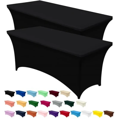 Obrázek Utopia Kitchen Spandex Tischdecke 2 Pack [4FT, Schwarz] Enge, Passgenaue, Waschbar und Faltenfrei Outdoor für Veranstaltung, Hochzeit, Bankett &amp; Partys [122Lx76Wx76H] cm