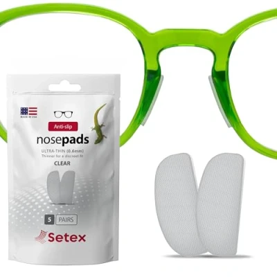 Obrázek Setex Gecko Grip Anti Rutsch Nasenpads für Brillen (5 transparente Paare), mikrotexturierte Fasern, ultrastarker Halt, selbstklebende Pads