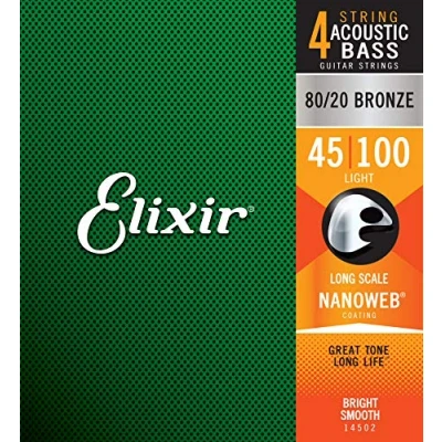 Obrázek Elixir® struny 80/20 bronzová akustika 4str. Basové s NANOWEB® vrstvou, Long Scale, Light (.045 .100)