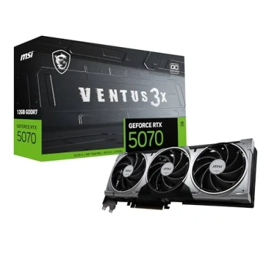 Obrázek MSI GeForce RTX 5070 12G Ventus 3X OC 12GB GDDR7 (28Gbps/192 bit), PCIe 5, Boost: 2542 MHz, HDMI 2.1b, DisplayPort 2.1b