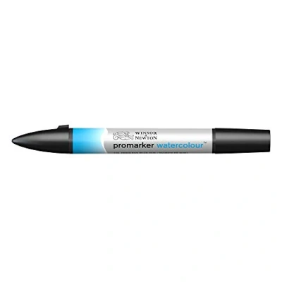 Obrázek Winsor &amp; Newton 0201139 akvarelové zvýrazňovače 2 hroty, štětec a jemný hrot, stálý na světle, vysoce pigmentované barvy pro kaligrafii, kresby barevný odstín Cölinově modrá