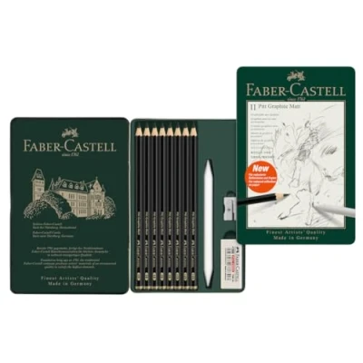 Obrázek FABER CASTELL 115220 Bleistifte Set Pitt Graphite Matt, 11 teilig, inkl. Papierwischer, Radierer und Spitzer