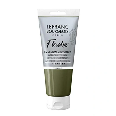 Obrázek Lefranc Bourgeois 300643 Flashe akrylová barva &amp; vinylová barva, vysoce pigmentovaná, elastická, stálá na světle, odolná proti stárnutí, matná, pro vnitřní i venkovní použití, 80 ml tuba Verdaccio