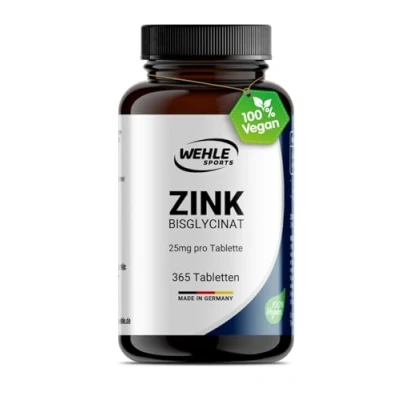 Obrázek Wehle zinkové tablety 365 ve vysokých dávkách (25 mg na tabletu) vícenásobný vítěz ceny a výkonu 2020* prémiový zinek bisglycinát laboratorně testováno, veganské, vyrobeno v DE