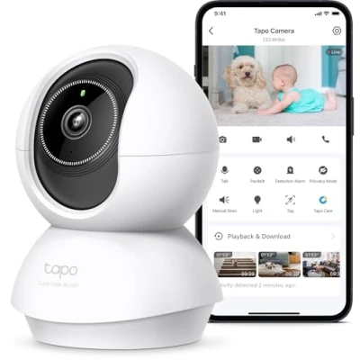 Obrázek Tapo C230 3K 5MP bezpečnostní kamera uvnitř 360, WLAN 2,4GHz, rozpoznání AI, noční vidění, detekce pohybu, dvoucestné audio, kompatibilní s Alexa a Google Assistant, microSD až 512 GB