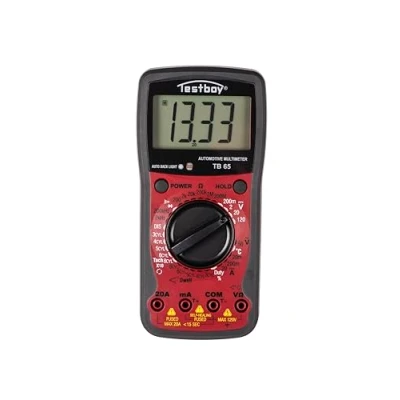 Obrázek Testboy 65 Automotive Multimeter mit Temperaturmessung, Kfz Messgerät (Drehzahlmessung, Schließwinkelmessung, LCD Hintergrundbeleuchtung, Data Hold Funktion), Rot/Schwarz