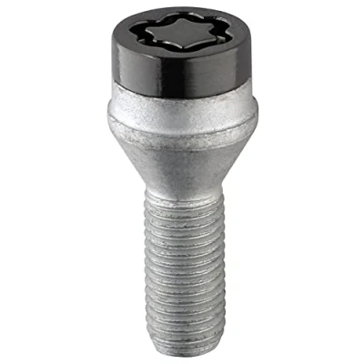 Obrázek 27215SUB bezpečnostní čepy kol SUB (černé) M12x1. 25, kuželové sedlo, délka dříku 29,2 mm, celková 52,8 SW17, průměr klíče 25,8 mm