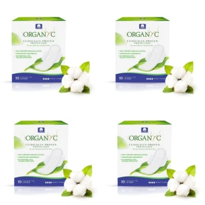 Obrázek Organyc, Hygienické balení s křídly na noc ze 100% certifikované bio bavlny 4 po 10 kusech (celkem 40 kusů)