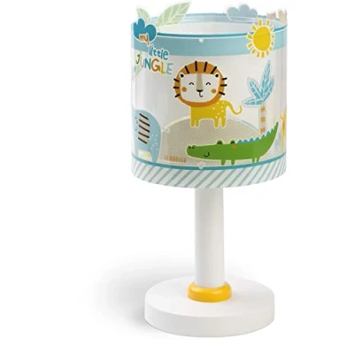 Obrázek Dalber Kinder Tischlampe Nachttischlampe Little Jungle Dschungel Tiere Löwen Elefanten Giraffen Krokodil, 40 W, Bunt