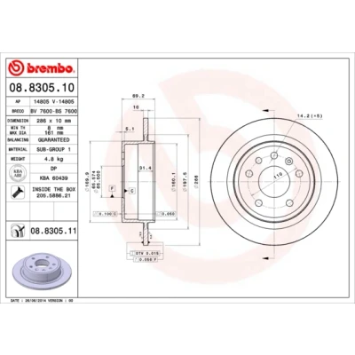 Obrázek Brzdový kotouč BREMBO 08.8305.11