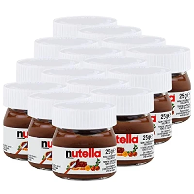 Obrázek Ferrero Nutella malé designové sklenice 15dílná sada po 25 g, pomazánka na chleba, krém ořechové nugáty, čokoládové pomazánky