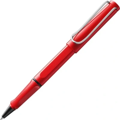 Obrázek Lamy safari red kuličkové pero nadčasově klasické s ergonomickou rukojetí a šířkou tahu M kryt z robustního ASA plastu náplní pro inkoustové 63 v modré barvě