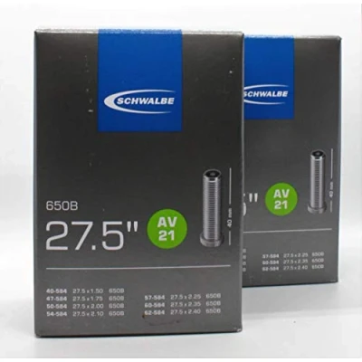 Obrázek Schwalbe Unisex Adult AV21 duše na jízdní kolo, černé, 27,5&quot; balení 2 ks