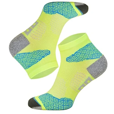 Obrázek TODO RUNNING RAID Quarter běžecké ponožky, technické, polstrování proti bublinám, pro dámy a pány s DryTex. Barevné sportovní funkční ponožky maraton Trail Jogging běhání běh běh, Žlutá