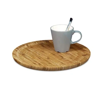 Obrázek Relaxdays servírovací talíř bambus kulatý D cca 33 cm bambusový k servírování jako a podnos pro klobásy sýr mnoho dalšího použitelný dekorační talíř,