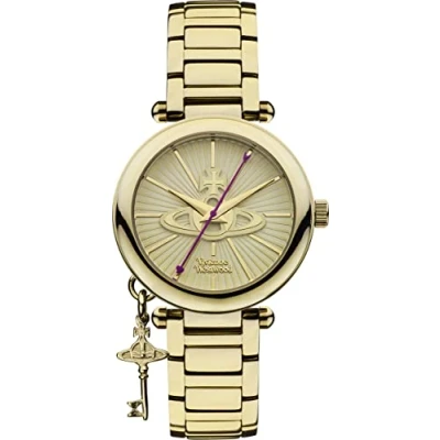 Obrázek Vivienne Westwood Dámské náramkové hodinky Kensington II analogové Quarz ušlechtilá ocel VV006KGD, Zlatá/zlatá, Náramek