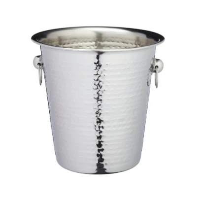 Obrázek BarCraft Champagner Eimer, Edelstahl Weinkühler Halter mit gehämmerter Oberfläche, 4 Liter Fassungsvermögen, 21 x 20,5 21cm, 1 Stück