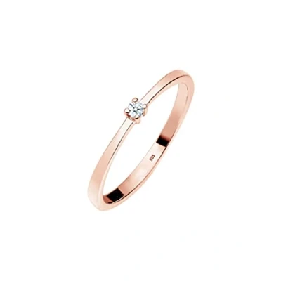 Obrázek Elli DIAMONDS prsten dámský zásnubní solitér Diamant (0,03 ct.) ze sterlingového stříbra 925, Mincovní stříbro,
