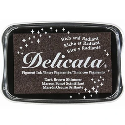Obrázek Tsukineko Delicata Stempelkissen Braun, Dark Brown Shimmer Groß Wasserbasis, Wasserfest Embossing, 9,9 x 6,8 1,9 cm