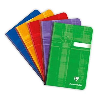 Obrázek Clairefontaine 69602C Notebook, vázaný, kostkovaný, 11 x 17 cm, 96 listů, různé barvy