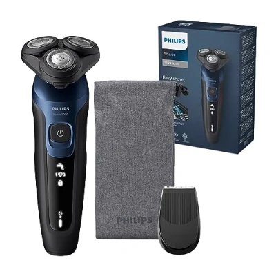 Obrázek Philips Shaver Series 5000 Elektrischer Nass &amp; Trockenrasierer für Herren in Metallic Blau mit Präzisionstrimmer weicher Transporttasche (Modell S5465/18)