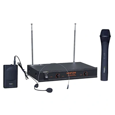 Obrázek Ibiza VHF2H Bezdrátový mikrofonový systém s 1 VHF ručním mikrofonem, VHHF mikrofonem a přijímačem 2 kanály 203.5 207,5 MHz černý