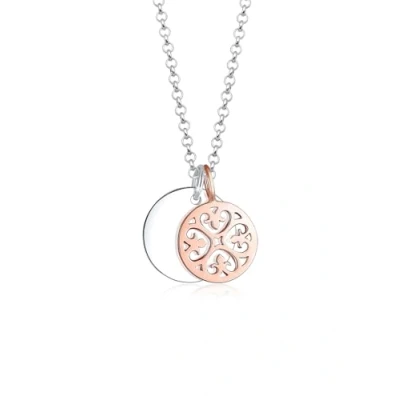 Obrázek Elli Náhrdelník dámský ornament kruh Bi Color ze sterlingového stříbra 925, 450, Fazetový brus, Bez
