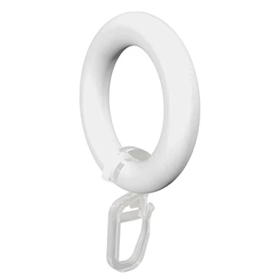 Obrázek Flair Deco prstence s Faltenhaken, Gardinenringe na 20 mm Ø záclonové tyče, 16 kusů, Dřevo, bíle lakovaný, 47/30