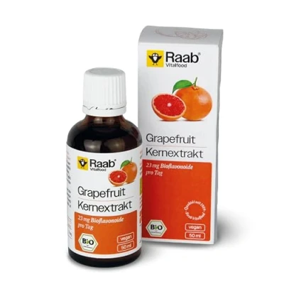 Obrázek Raab Vitalfood bio extrakt ze jader grapefruitu s bioflavonoidy, kapkami, surovinou z jižní Evropy, veganský, certifikovaný, 50 ml