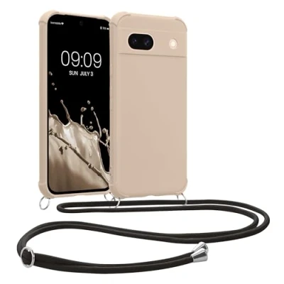 Obrázek kwmobile Necklace Case kompatibilní s Google Pixel 8a kryt se šňůrkou k zavěšení silikonové ochranné pouzdro krémové