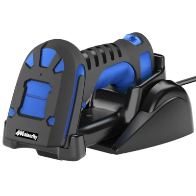 Obrázek Alacrity 2D průmyslový skener čárových kódů s bezdrátovou nabíjecí stanicí, přenosová vzdálenost 400 m 433 MHz Wireless &amp; Bluetooth čtečka 2 v 1, nárazuvzdorný, prachotěsný, hands free,