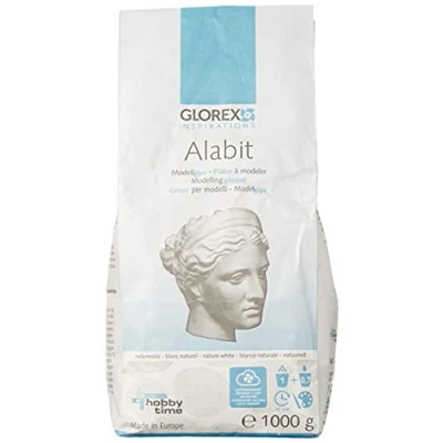 Obrázek GLOREX 6 2608 429 Odlévací hmota Alabit přírodní bílá, sáček se 1000 g, kvalitní modelovací sádra, pro modely, malé reliéfy a sádrové formy