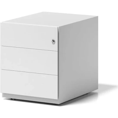 Obrázek BISLEY Rollcontainer Note s rukojetí, 3 univerzální zásuvky, kov, 696 dopravní bílá, 56. 5 x 42 49. cm