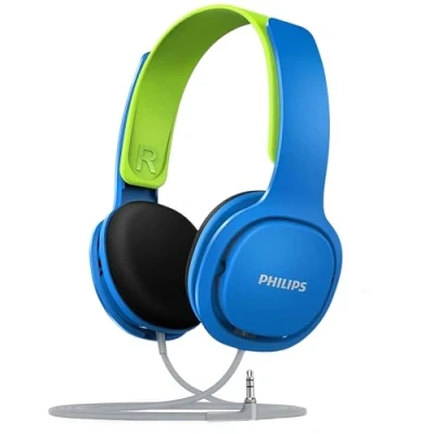 Obrázek Dětská sluchátka Philips SHK2000BL/00 Over Ear, barevné LED diody, omezení hlasitosti 85 dB, izolují hluk, s měkkými náušníky, ergonomická čelenka (modrá)