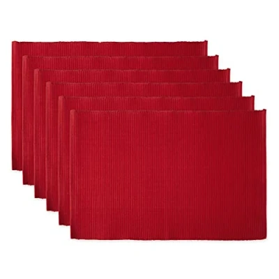 Obrázek DII Basic Everyday Žebrované prostírání 100% bavlna Sada 13 x 19 Tango Red 6dílná