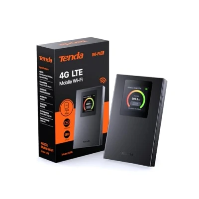 Obrázek Tenda Mobilní WLAN router s LCD displejem, Wi Fi 6, přenosný hotspot, baterie 2100 mAh, USB C port, Plug &amp; Play, WPA3, 4G modem, MiFi, mini velikost, kompatibilní odblokovanými nano SIM kartami, MF6