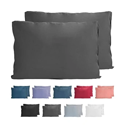 Obrázek Komfortec 100% bavlna povlak na polštář sada 2 ks 40 x 60 cm, super měkký Premium Jersey 150 g/m², polštář, antracitová barva