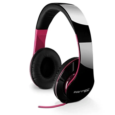 Obrázek FANTEC SHP 250AJ Stereo HiFi sluchátka (s třmenem, On Ear, 3,5 mm jack, basově silná, velké a měkké polstrování uší) černá/růžová