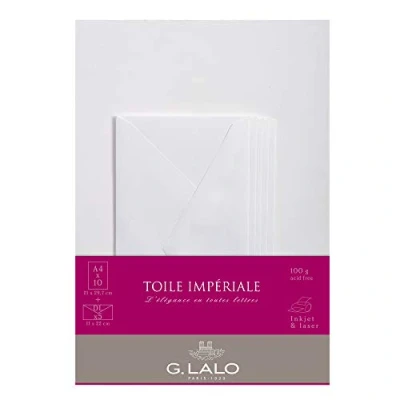 Obrázek G. Lalo G.Lalo 63500L Korrespondenz Set Toile impériale (mit 5 Blatt DIN A4, 21 x 29,7 cm, gerade Kante und Umschläge, 11 22 nassklebend gefüttert) weiß