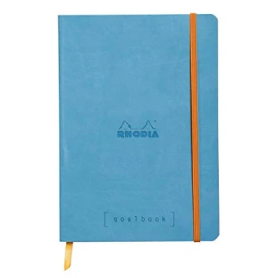 Obrázek Rhodia 117747C poznámkový sešit Goalbook (DIN A5, 14,8 x 21 cm, puntíky, praktický a trendový, s měkkým víkem, 90 g, papír v barvě slonoviny, 120 listů, guma, záložka) 1 kus, tyrkysová