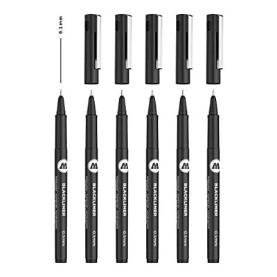 Obrázek Molotow Blackliner 0,1 mm (Fineliner s permanentním inkoustem na dokumenty) 6 kusů černé