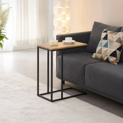 Obrázek Odkládací stůl, MDF deska, dekor divoký dub, černý kov AF 3006 OAK