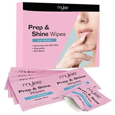Obrázek Mylee Gel &quot;Prep &amp; Shine&quot; ubrousky (krabička 200) Pre Wipe odstraňovač zbytků lepidla UV/LED gelové nehty