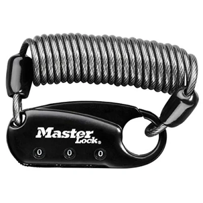 Obrázek Master Lock 1551EURDBLK číselný zámek se samonavíjecím kabelem, černý, 4,1 x 6 1 cm