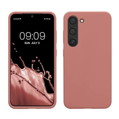 Obrázek kwmobile Pouzdro kompatibilní se Samsung Galaxy S23 tenký silikonový obal na mobil nárazuvzdorný měkký povrch bezdrátové nabíjení zimní růže