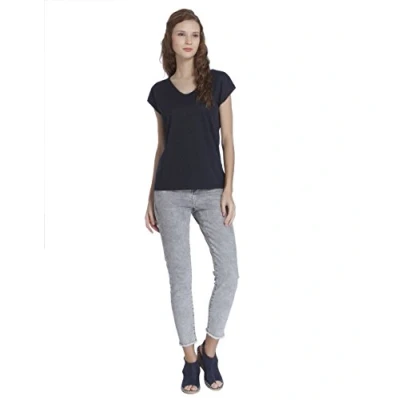 Obrázek ONLY Dámské tričko Onlsilvery S/S V Neck Lurex Top JRS Noos, Modrá (night sky), s