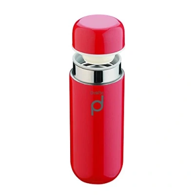 Obrázek Termoska Pioneer DrinkPod z ušlechtilé oceli, 200 ml, dvouplášťová termoláhev na potraviny, 6 hodin horká, 24 studená, zabezpečená proti vytečení, bez BPA červená