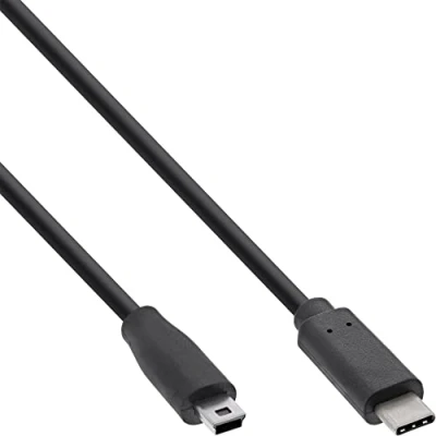 Obrázek InLine 35756 USB 2.0 Kabel, Typ C Stecker an Mini B (5pol.), schwarz, 0,5m